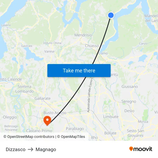 Dizzasco to Magnago map