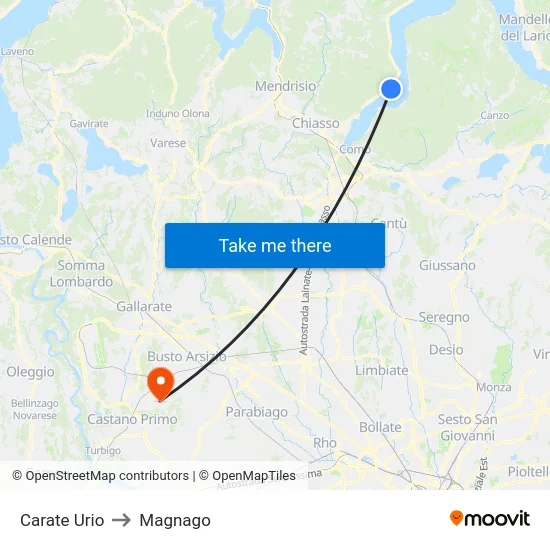 Carate Urio to Magnago map