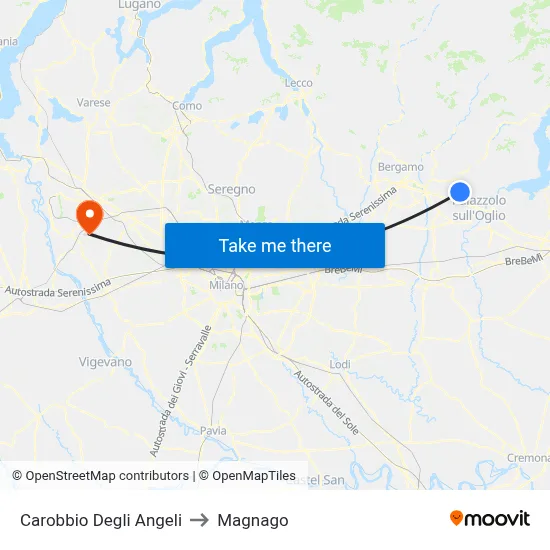 Carobbio Degli Angeli to Magnago map