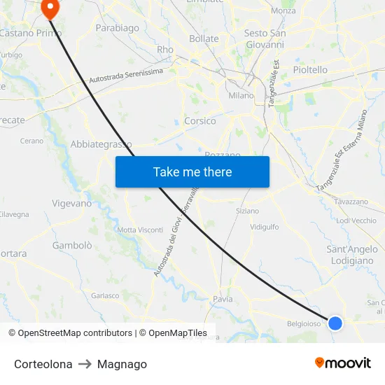 Corteolona to Magnago map