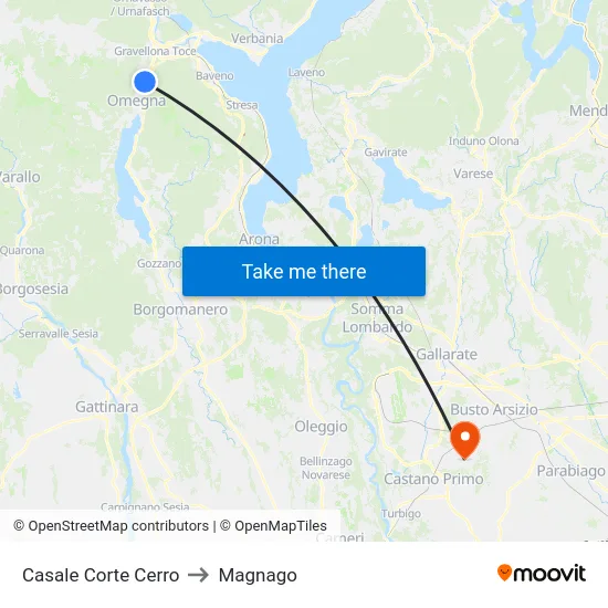 Casale Corte Cerro to Magnago map