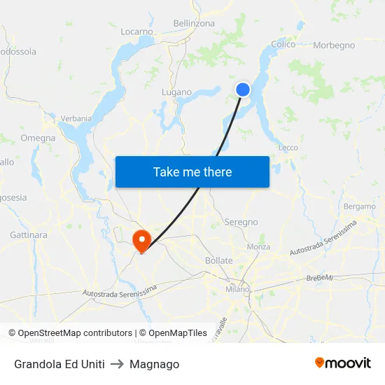 Grandola Ed Uniti to Magnago map