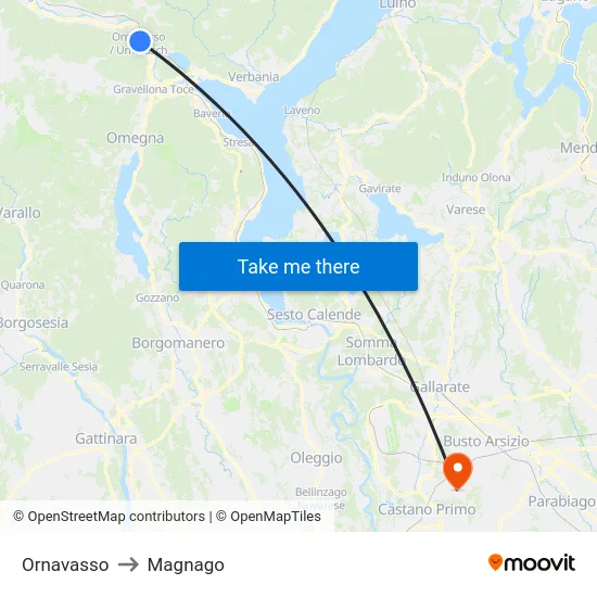 Ornavasso to Magnago map