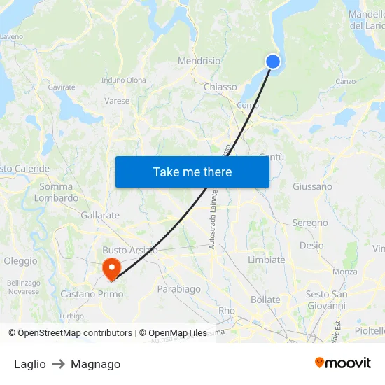 Laglio to Magnago map