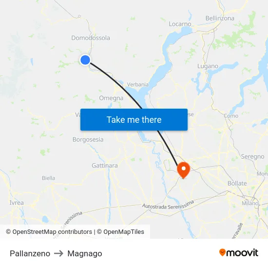 Pallanzeno to Magnago map