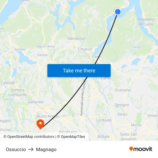 Ossuccio to Magnago map
