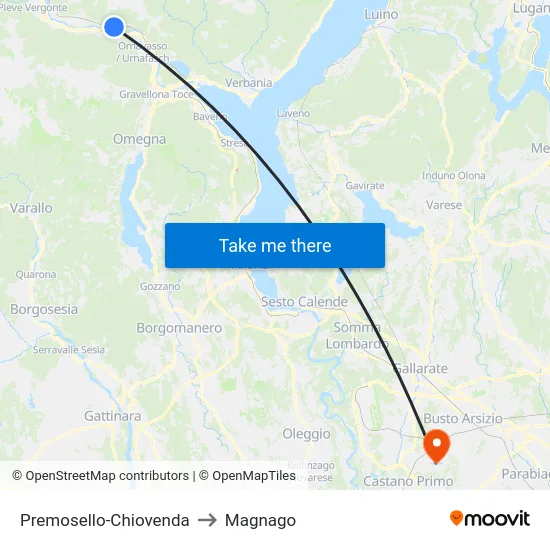 Premosello-Chiovenda to Magnago map