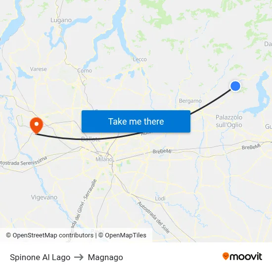Spinone Al Lago to Magnago map