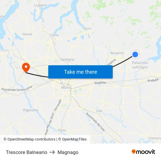 Trescore Balneario to Magnago map