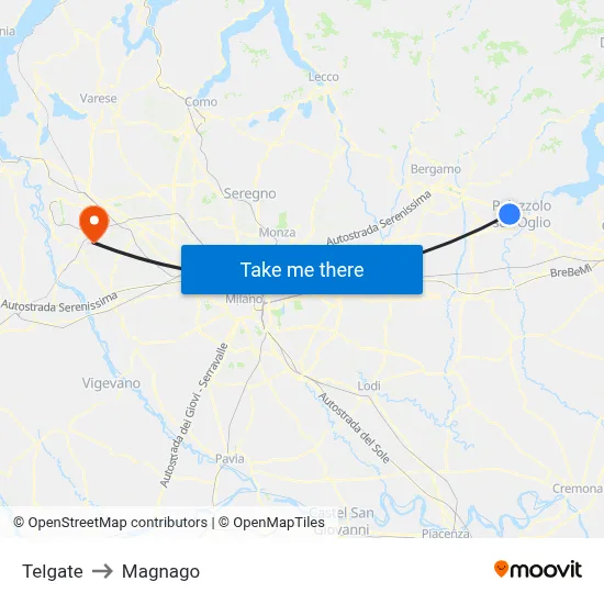 Telgate to Magnago map