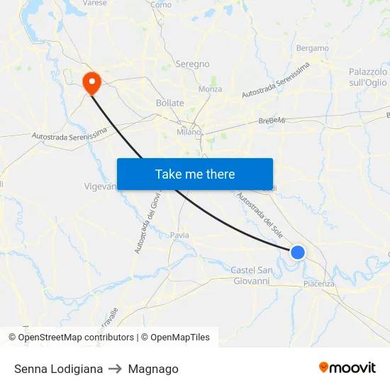 Senna Lodigiana to Magnago map