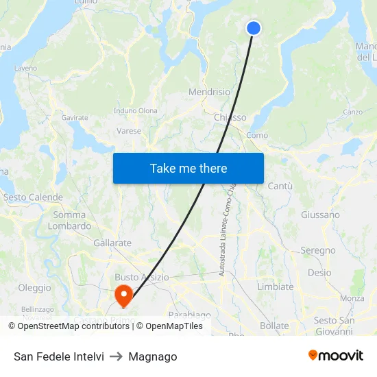 San Fedele Intelvi to Magnago map