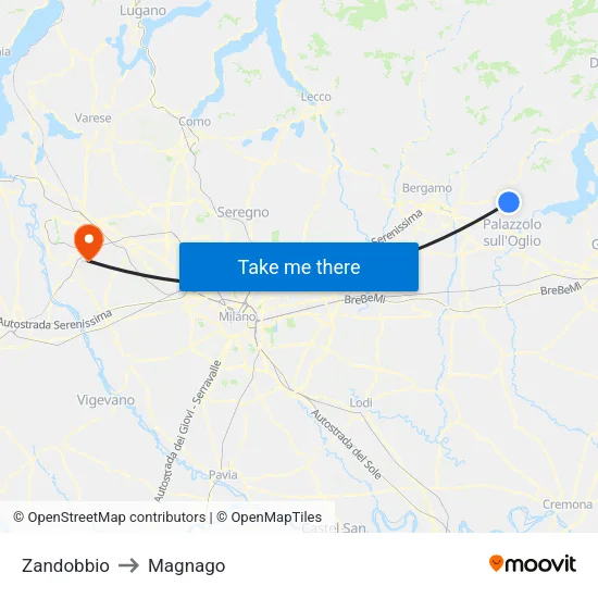Zandobbio to Magnago map