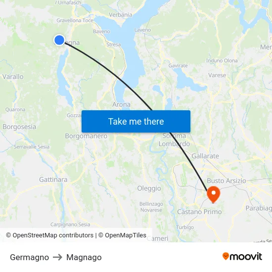 Germagno to Magnago map