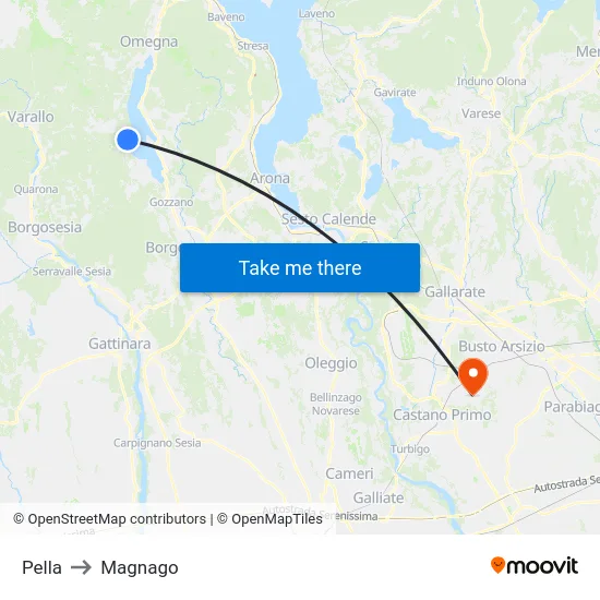 Pella to Magnago map