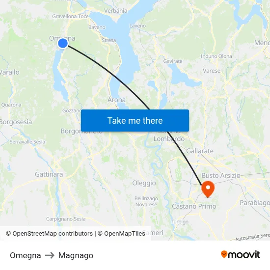 Omegna to Magnago map