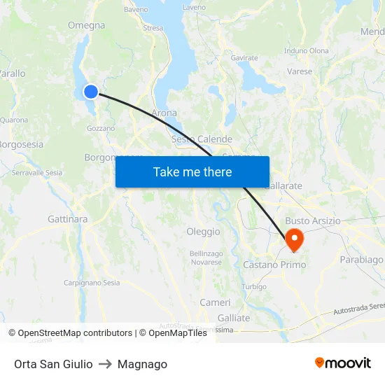 Orta San Giulio to Magnago map