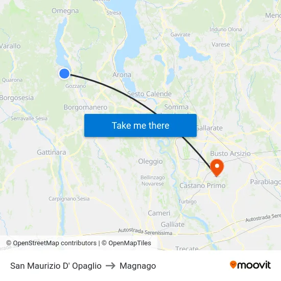 San Maurizio D' Opaglio to Magnago map