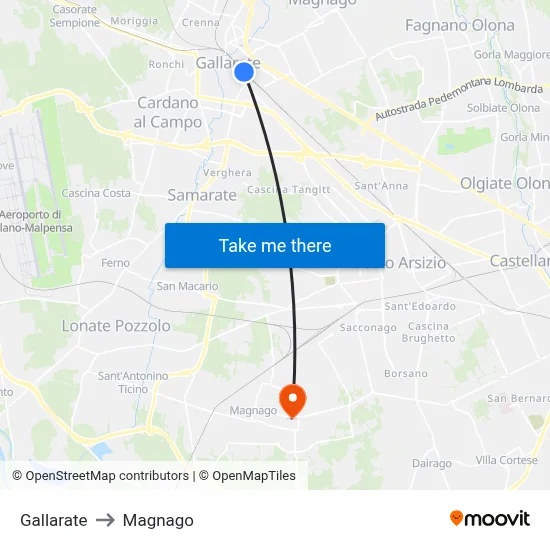 Gallarate to Magnago map