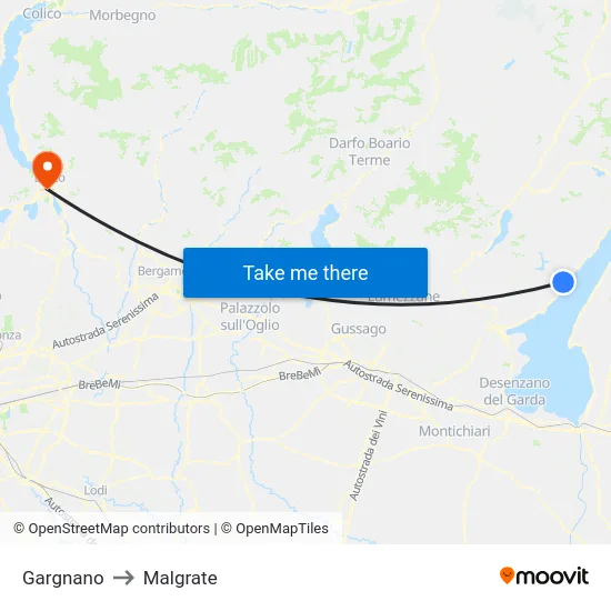 Gargnano to Malgrate map