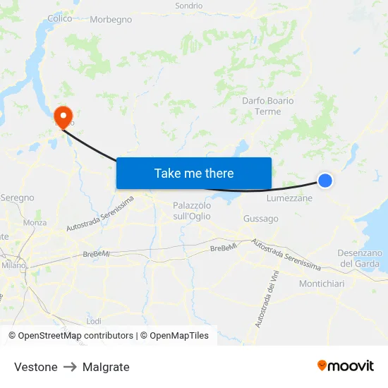 Vestone to Malgrate map