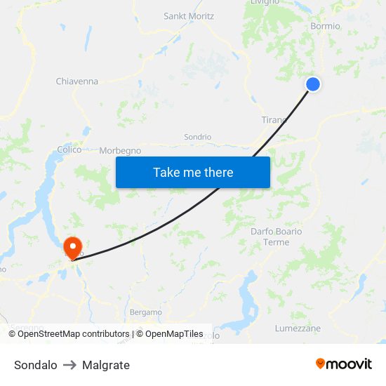 Sondalo to Malgrate map