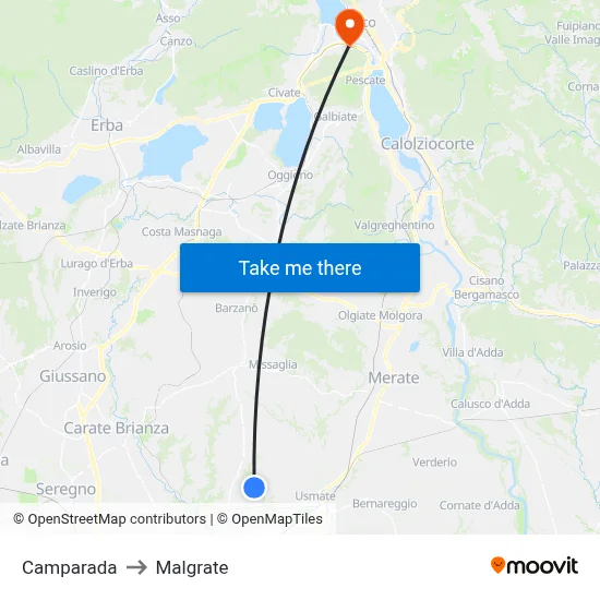 Camparada to Malgrate map