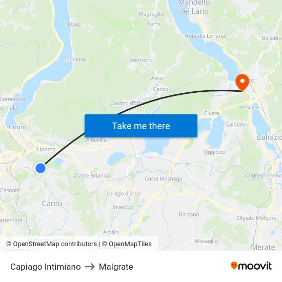 Capiago Intimiano to Malgrate map