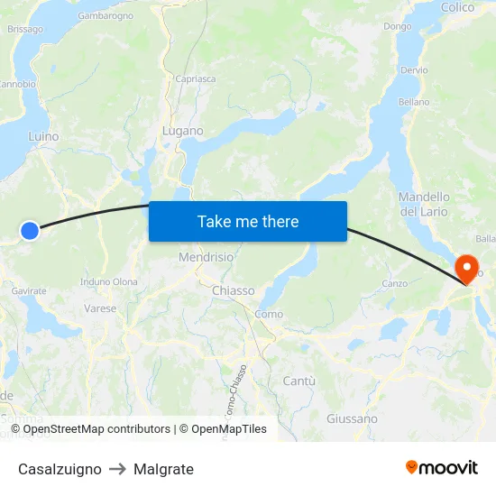 Casalzuigno to Malgrate map