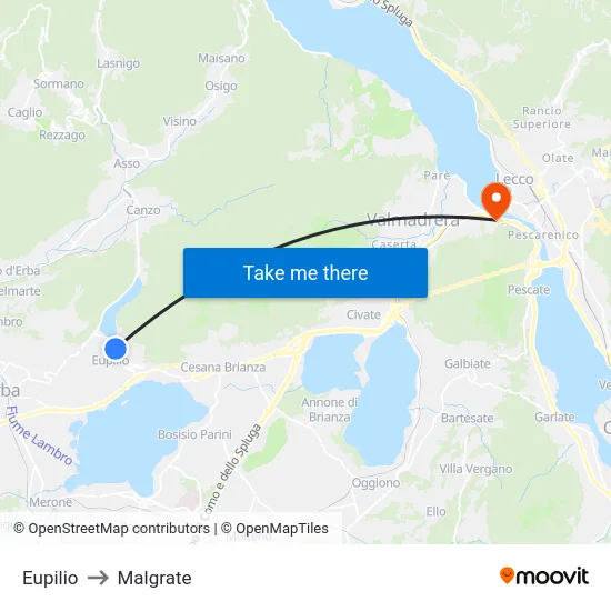 Eupilio to Malgrate map