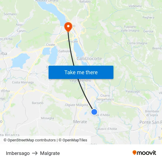 Imbersago to Malgrate map