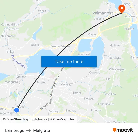 Lambrugo to Malgrate map