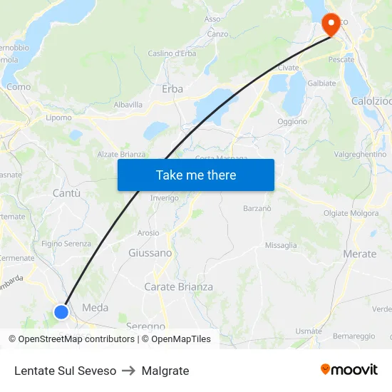 Lentate Sul Seveso to Malgrate map