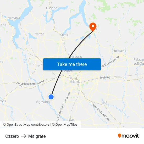 Ozzero to Malgrate map