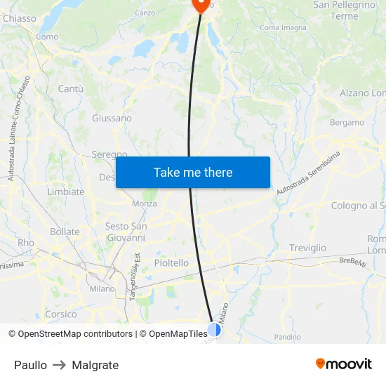 Paullo to Malgrate map