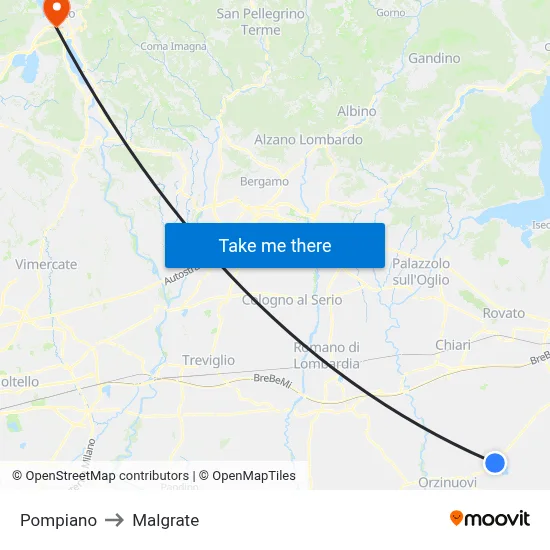 Pompiano to Malgrate map