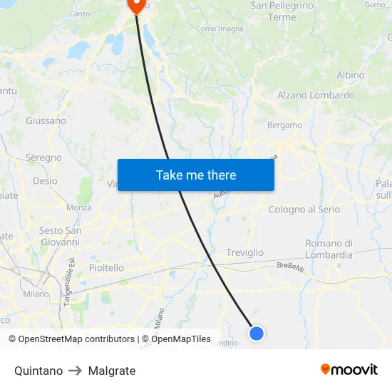 Quintano to Malgrate map