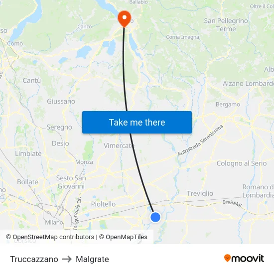Truccazzano to Malgrate map