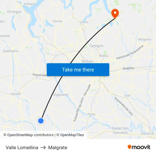Valle Lomellina to Malgrate map