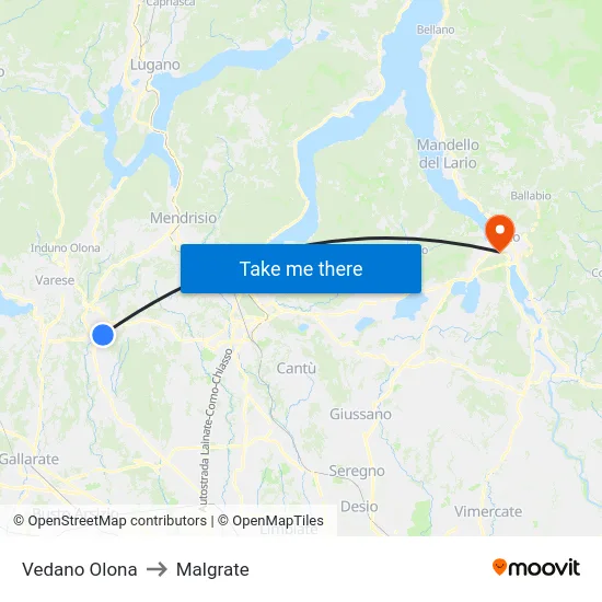 Vedano Olona to Malgrate map