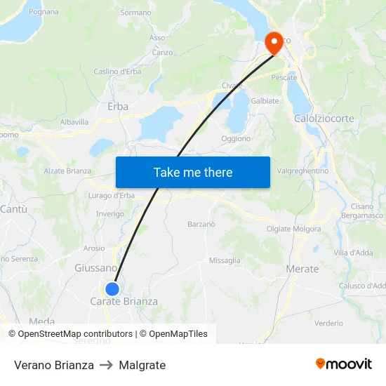 Verano Brianza to Malgrate map