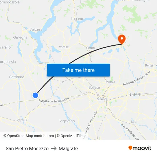 San Pietro Mosezzo to Malgrate map