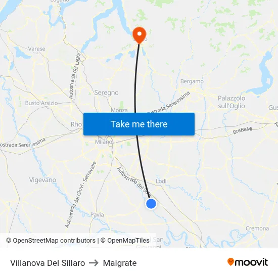 Villanova Del Sillaro to Malgrate map