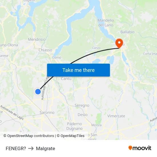 Fenegro to Malgrate map