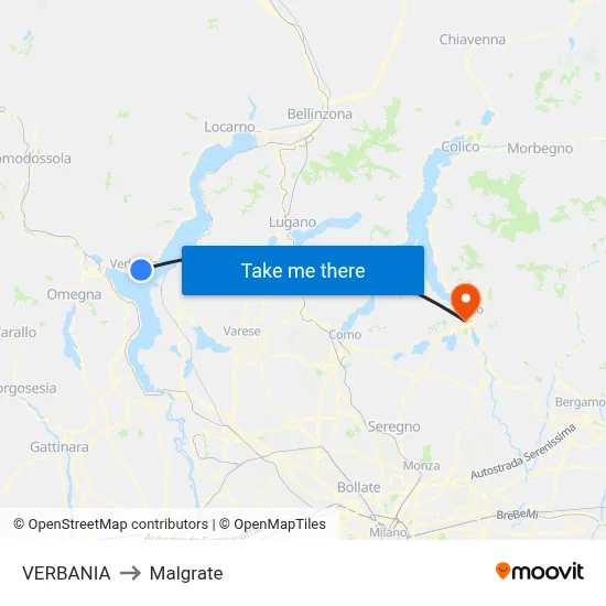 Verbania to Malgrate map