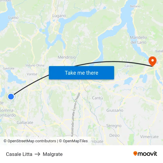 Casale Litta to Malgrate map