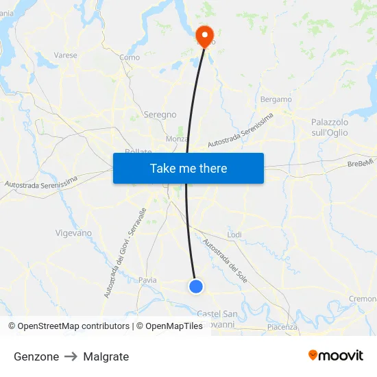 Genzone to Malgrate map