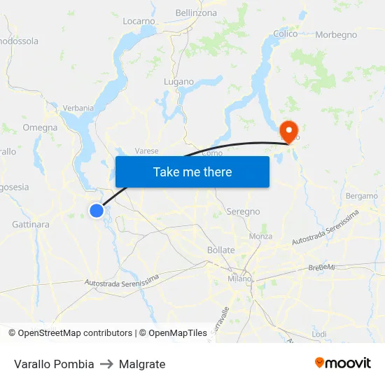 Varallo Pombia to Malgrate map