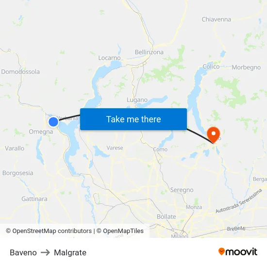 Baveno to Malgrate map