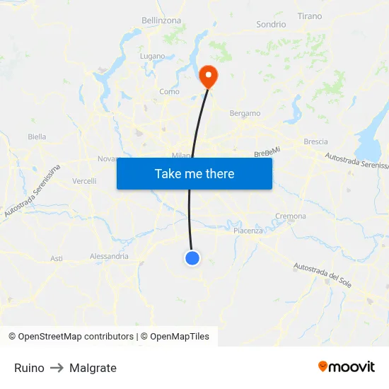 Ruino to Malgrate map
